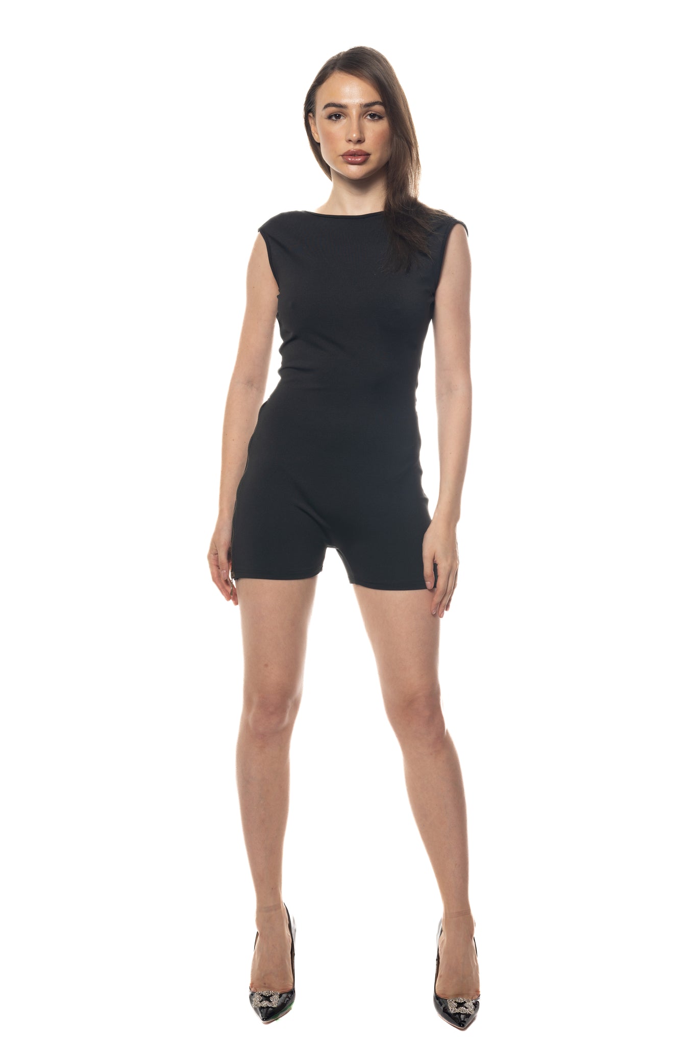 black backless jumpsuit
